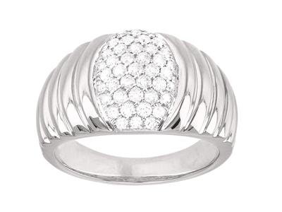 Anello Godronato, Diamanti 0,50 Ct,oro Bianco 18k, Dito 54 - Immagine Standard - 1