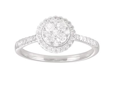 Anello Con Motivo Rotondo, Corpo Incastonato Con Diamanti Da 0,41 Ct, Oro Grigio 18k, Dito 56 - Immagine Standard - 1