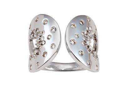 Anello Aperto 17 Mm, Diamanti Da 0,74 Ct, Oro Bianco 18 Kt, Dito 52 - Immagine Standard - 1