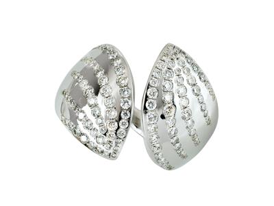 Anello Aperto A Foglia Da 18 Mm, Diamanti Da 1,02 Ct, Oro Bianco 18 Kt, Misura 52 - Immagine Standard - 1