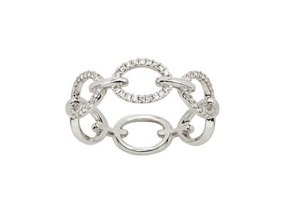 Anello Con Maglie Ovali 6,50 Mm, Diamanti 0,15 Ct, Oro Bianco 18 Kt, Misura Del Dito 56 - Immagine Standard - 1
