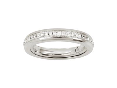 Anello Nuziale Regolabile 4 Mm, Diamante Tondo Pieno 0,35 Carati, Oro Bianco 18kt, Dito 50 - 56