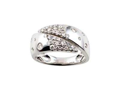 Anello Largo Con Contromaglia 9,50 Mm, Diamanti 0,52 Carati, Oro Bianco 18 Carati, Dito 54 - Immagine Standard - 1