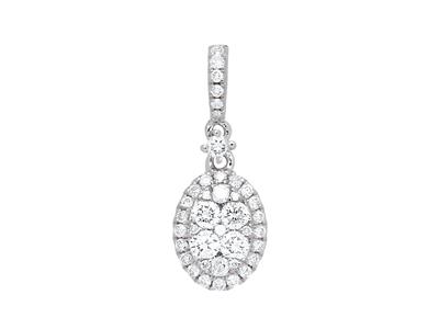 Pendente Ovale Con Incastonatura Illusione, Diamanti Da 0,39 Ct, Oro Bianco 18k
