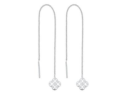 Orecchini, Catena Forçat Rotonda Di 10 Cm, Cerchi Intrecciati, Oro Bianco 18 Ct. - Immagine Standard - 1