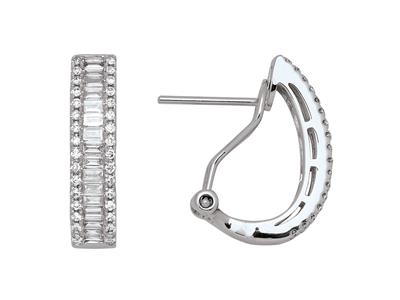Semi-creole, Forma Di Goccia, Diamanti Tondi E Baguettes 0,73 Ct, Oro Grigio 18k - Immagine Standard - 1