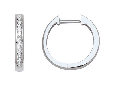 Orecchini A Cerchio Con Diamanti 0,27ct, Diametro Interno 14 Mm, Oro Bianco 18 Carati - Immagine Standard - 1