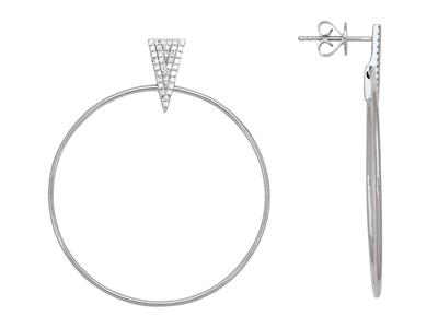 Orecchini A Cerchio Pieno 35mm, Diamanti 0,20ct, Oro Bianco 18k - Immagine Standard - 1