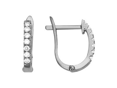 Orecchini A Cerchio Ovale, Diamanti0,12 Ct, Oro Bianco 18k