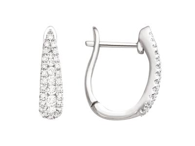 Mezze Creole Con Diamanti In Discesa, Diamanti 0,27 Ct, Oro Bianco 18 Kt