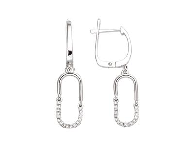 Orecchini Con Motivo Ovale Snodato Da 25 Mm, Diamanti Da 0,10 Ct, Oro Bianco 18k - Immagine Standard - 1