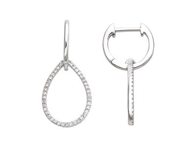Orecchini A Pera 25 Mm, Diamanti 0,22 Ct, Oro Bianco 18k - Immagine Standard - 1