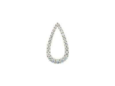 Pendente A Forma Di Pera Traforata, Altezza 18 Mm, Diamanti Rotondi 0,31 Carati, Oro Bianco 18 Carati