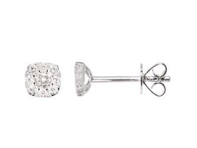 Orecchini A Bottone Incastonatura Illusion Da 5 Mm, Diamanti Da 0,26 Ct, Oro Bianco 18k