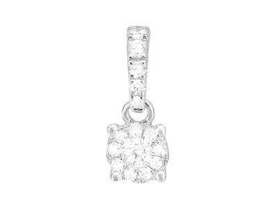 Pendente Incastonatura Illusion, Diamanti 0,12 Ct, Altezza 10 Mm, Oro Bianco 18k