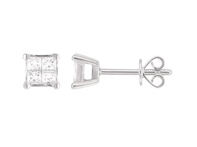 Orecchini Quadrati, Diamanti Taglioprincess 0,33 Ct, Altezza 5 Mm, Or O Bianco 18 K - Immagine Standard - 1