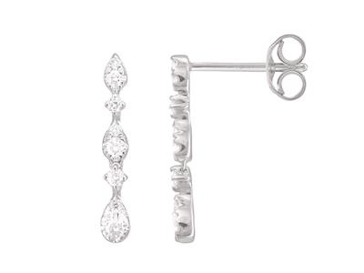 Orecchini Pendenti, Diamanti 0,26 Ct, Altezza 17 Mm, Oro Bianco 18 K