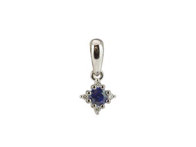 Pendente Zaffiro Solitario 0,14ct, Con Diamanti 0,02ct, Oro 18k Gis