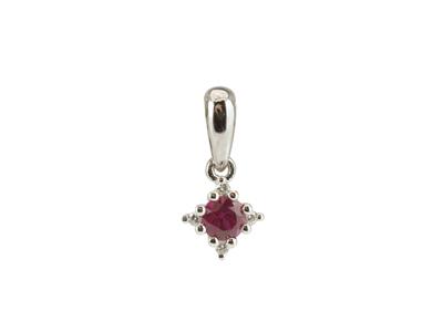 Pendente Con Rubino Solitario 0,14 Ct, Diamanti 0,02 Ct, Oro 18 Ct