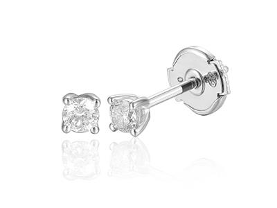 Solitario Orecchini, Diamanti 0,15 Ct, Oro Bianco 18kt
