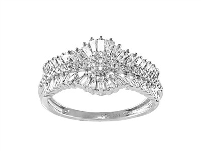 Anello Plumes 10 Mm, Diamanti Rotondi E Taper 0,61 Ct, Oro Bianco 18 Kt, Misura 54 - Immagine Standard - 1