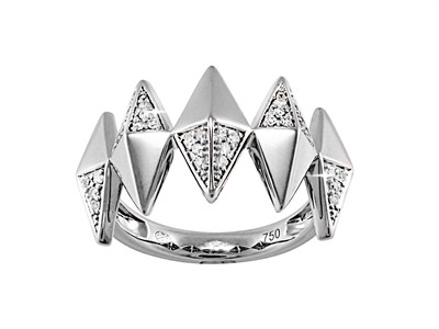 Anello Rock 13 Mm, Diamanti 0,20 Ct, Oro Bianco 18 Kt, Misura 52 - Immagine Standard - 1