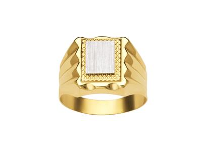 Anello Rettangolare Liscio Con Sigillo 15 Mm, Oro Bicolore 18 Ct, Dito Chiuso 60 MM - Immagine Standard - 1