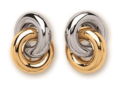 Orecchini 20 Mm, Tondo Intrecciato, Oro 18k Bicolore