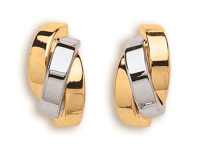Orecchini Da 22 Mm, Ovali Intrecciati, Perno E Racchetta In Oro Bicolore 18k