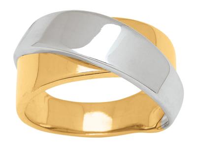 Anello Doppio Anello Incrociato, Oro Bicolore 18k, Dito 58