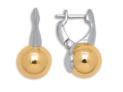 Orecchini A Sfera Da 9 Mm, Oro Bicolore 18k - Immagine Standard - 1