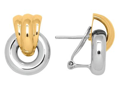 Orecchini Anello In Cerchio 14 Mm, Oro Bicolore 18k - Immagine Standard - 1