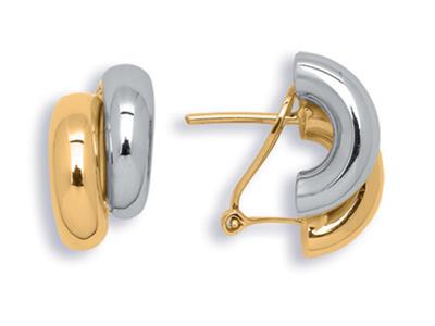 Orecchini A Mezzo Cerchio Asimmetrici Da 16 Mm, Oro Bicolore 18k