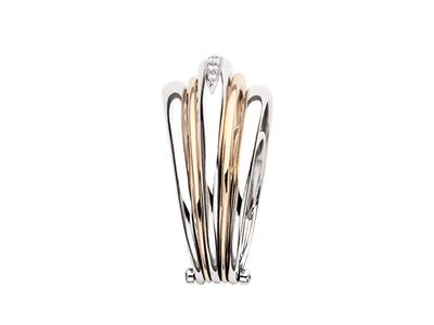 Anello Articolato A 5 Anelli, Diamanti 0,20 Ct, Oro Bicolore 18 Kt, Dito 50 - Immagine Standard - 2