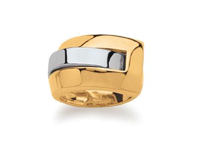 Fibbia Ad Anello 13 Mm, Oro Bicolore 18 Carati, Dito 52 - Immagine Standard - 1