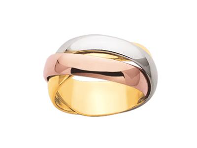 Anello Fantaisie Incrociato 9 Mm, 3 Anelli Fissi, 3 Ors 18k, Dito 58 - Immagine Standard - 1