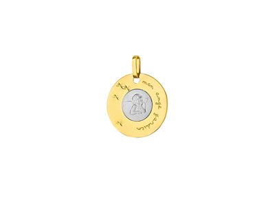 Medaglia Disco Angelo 18 MM Massiccio, Oro 18k Bicolore - Immagine Standard - 1