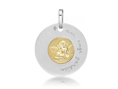 Medaglia A Disco Angel 18 Mm, Oro Bicolore 18k - Immagine Standard - 1