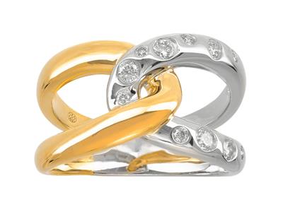 Anello Intrecciato, Diamanti 0,26 Ct, Oro Bicolore 18k, Dito 52 - Immagine Standard - 1