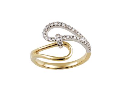 Anello A Doppio Giro, Diamanti Da 0,26 Ct, Oro Bicolore 18 Carati, Dito 54 - Immagine Standard - 1
