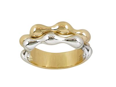 Anello, Doppia Fila, 7,50 Mm, Oro Bicolore 18k, Dito 56