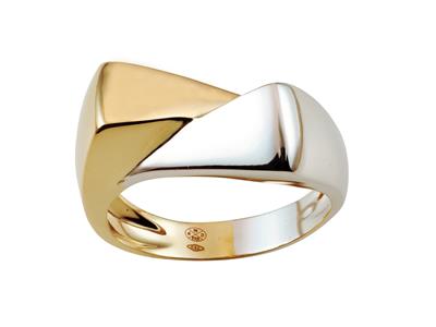 Anello Geometrico 7,50 Mm, Oro Bicolore 18 Ct, Dito 56
