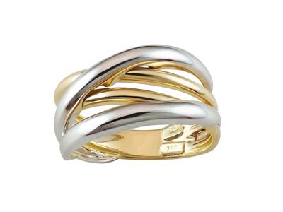 Anello A Incastro 11 Mm, Oro Bicolore 18 Ct, Dito 54