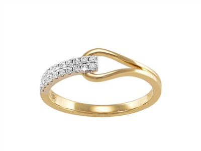 Anello Fiocco 6 Mm, 2 File Diamanti0,17 Ct, Oro Bicolore 18 Kt, Misur A 56 - Immagine Standard - 1