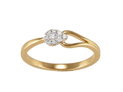 Anello Goccia 4 Mm, Diamanti 0,11 Ct, Oro Bicolore 18 Kt, Misura 54 - Immagine Standard - 1