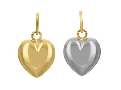 Pendente Cuore 2 Facce Oro Grigio Eoro Giallo 18k Altezza 8 MM