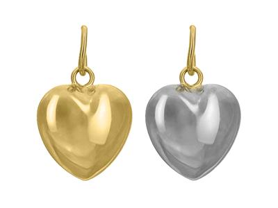 Pendente Cuore 2 Facce Oro Grigio Eoro Giallo 18k Altezza 10 MM