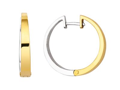 Orecchini A Cerchio Tondo Reversibili, Tubo Quadrato, Diametro Interno 19 Mm, Oro Bicolore 18 Ct. - Immagine Standard - 1