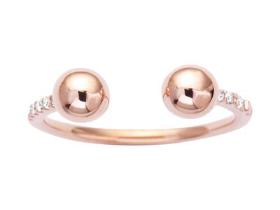 Anello Aperto Sfere E Diamanti 0,06ct, Oro Rosa 18 Kt, Dito 56 - Immagine Standard - 1
