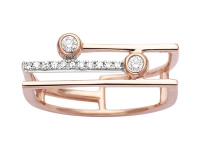 Anello A Doppia Linea You And Me, Diamanti Rotondi 0,12 Ct, Oro Rosa 18k, Dito 54 - Immagine Standard - 1